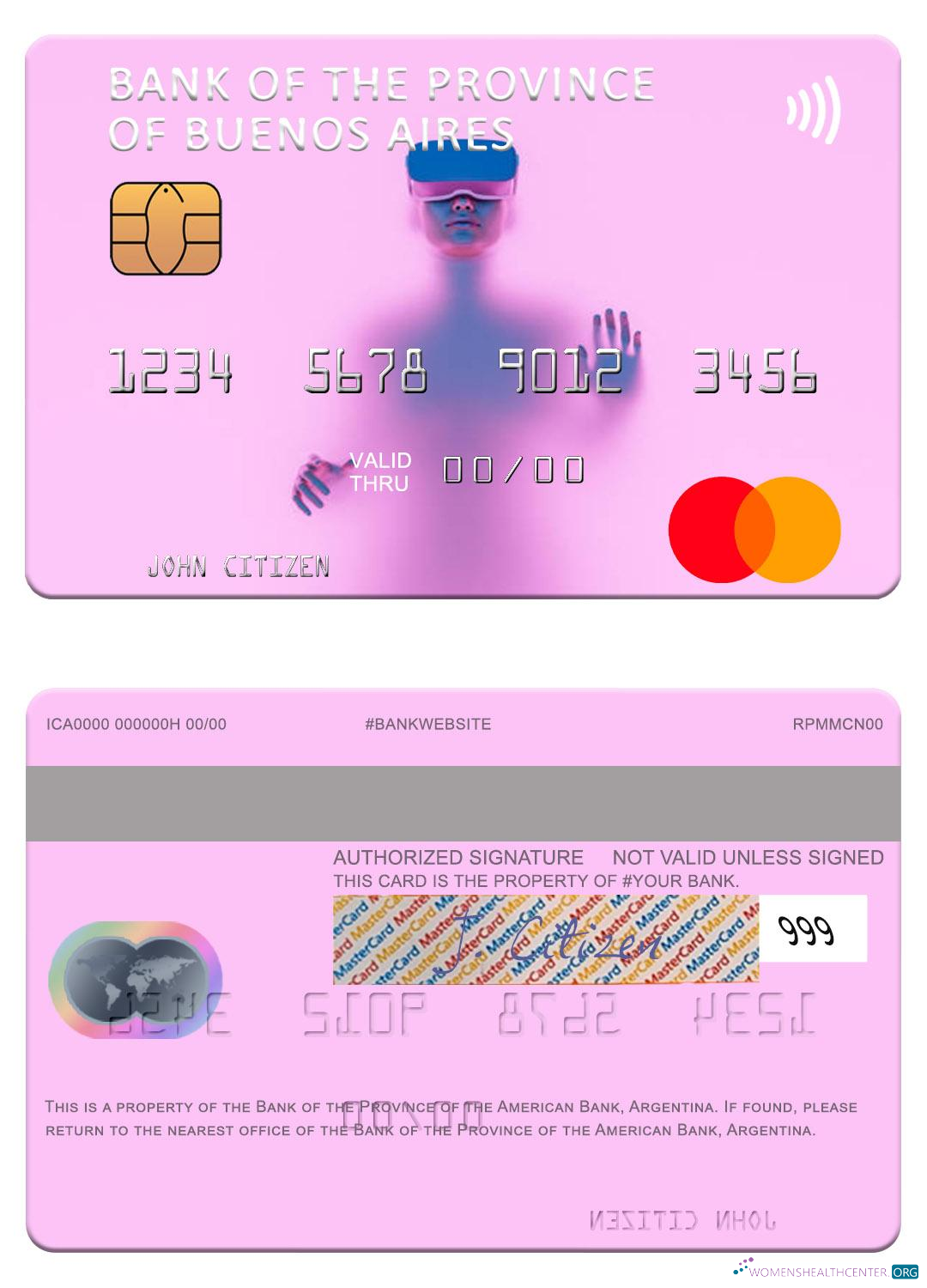 Download Argentina Bank of the Province of Buenos Aires mastercard Photoshop template